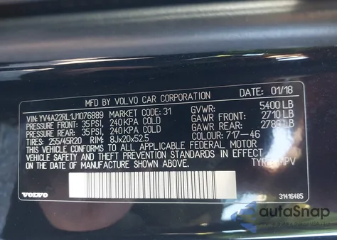 2018 Volvo Xc60 T6 Inscription from USA, damaged, VIN YV4A22RL1J1076889